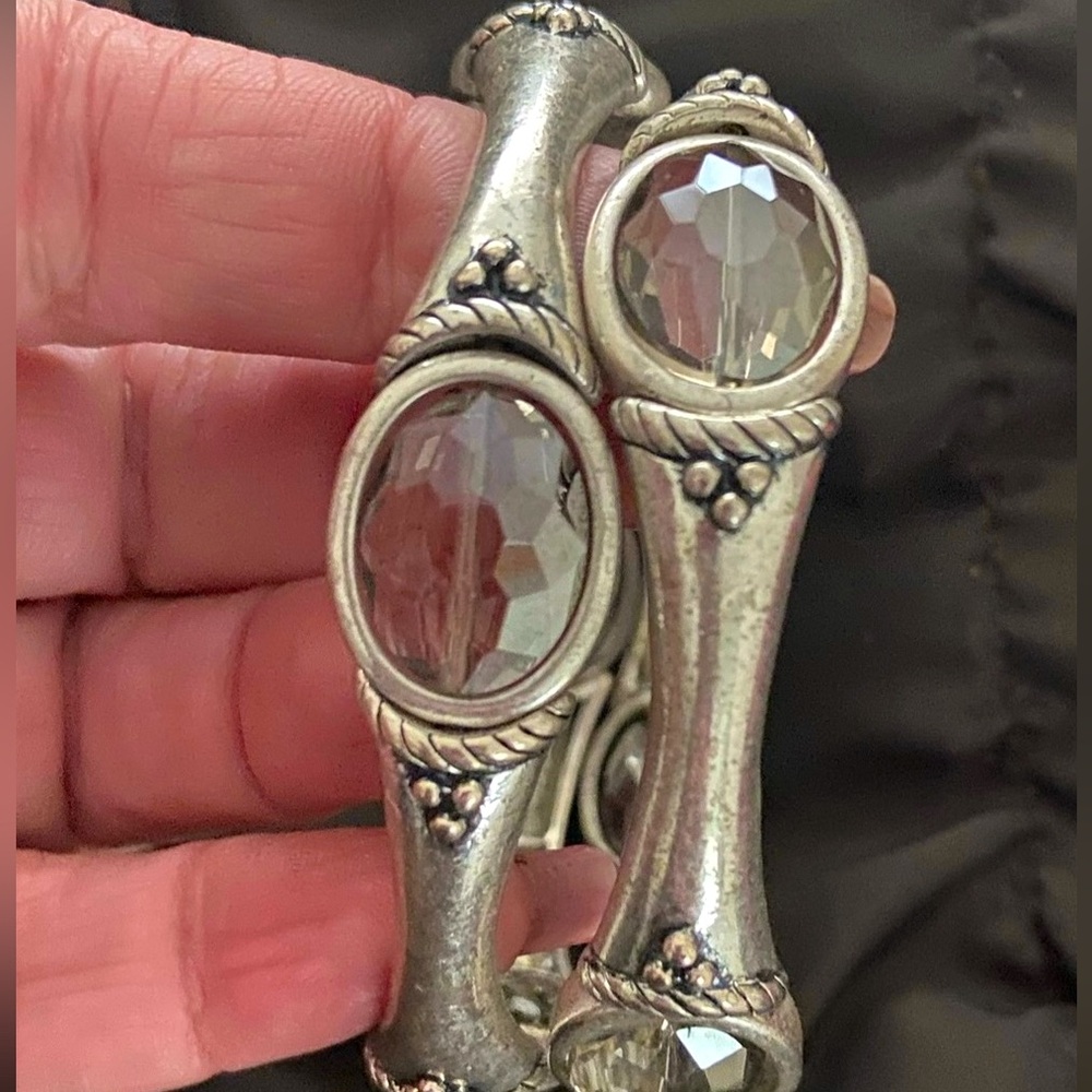 Chico’s Bracelets With Clear Gemstones Silver Set… - image 1